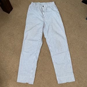 Whore and grey striped pants